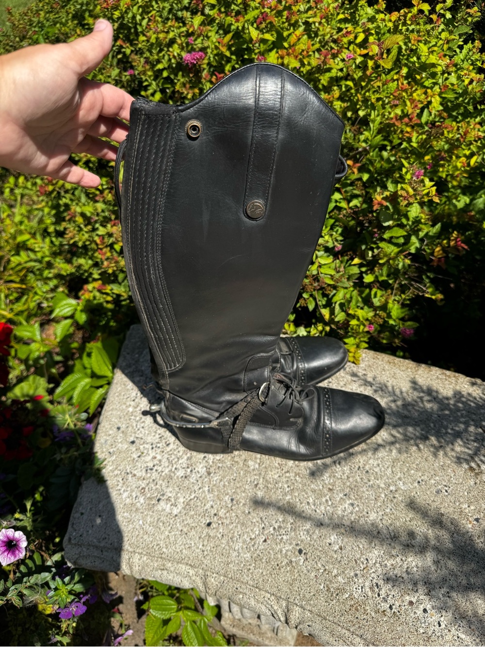 HKM Black Leather Lace-Up Moc Toe Riding Boots EU 39 US 8-8.5